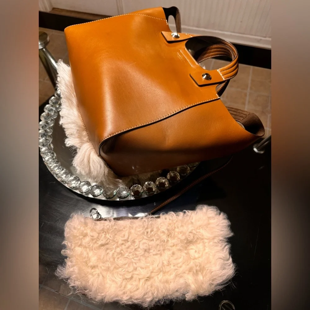 Tory Burch Rory Mini Shearling Tote Bag
